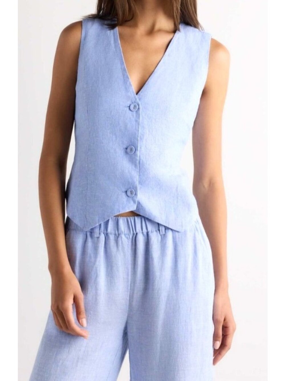 Quince Women's Sz Medium Quince 100% European Linen Button-Down Vest